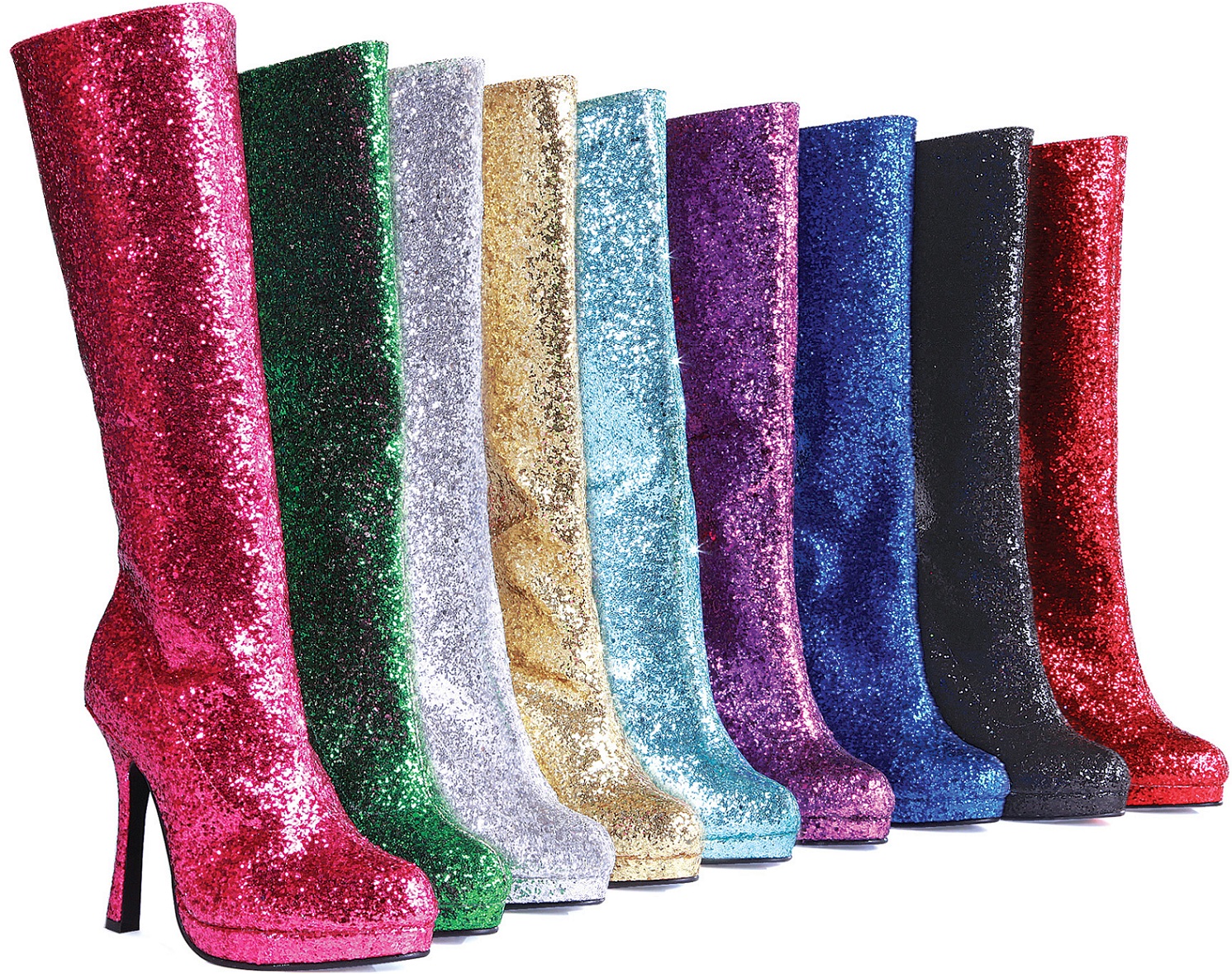 Zara - 4 Inch Knee-High Glitter Boots